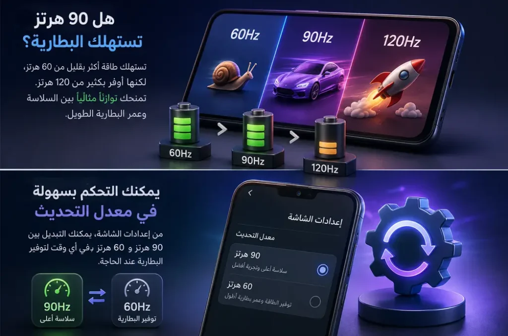 ما هو 90 هرتز (90Hz) في شاشة الهواتف ولماذا يعتبر الخيار الأذكى؟ 2 تقنية 90 هرتز