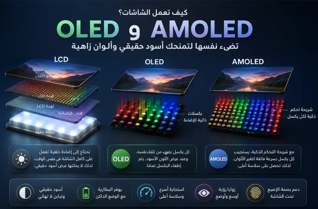 الفرق بين شاشات AMOLED و OLED دليل شامل للمواصفات والمميزات والعيوب 2 شاشة AMOLED و OLED
